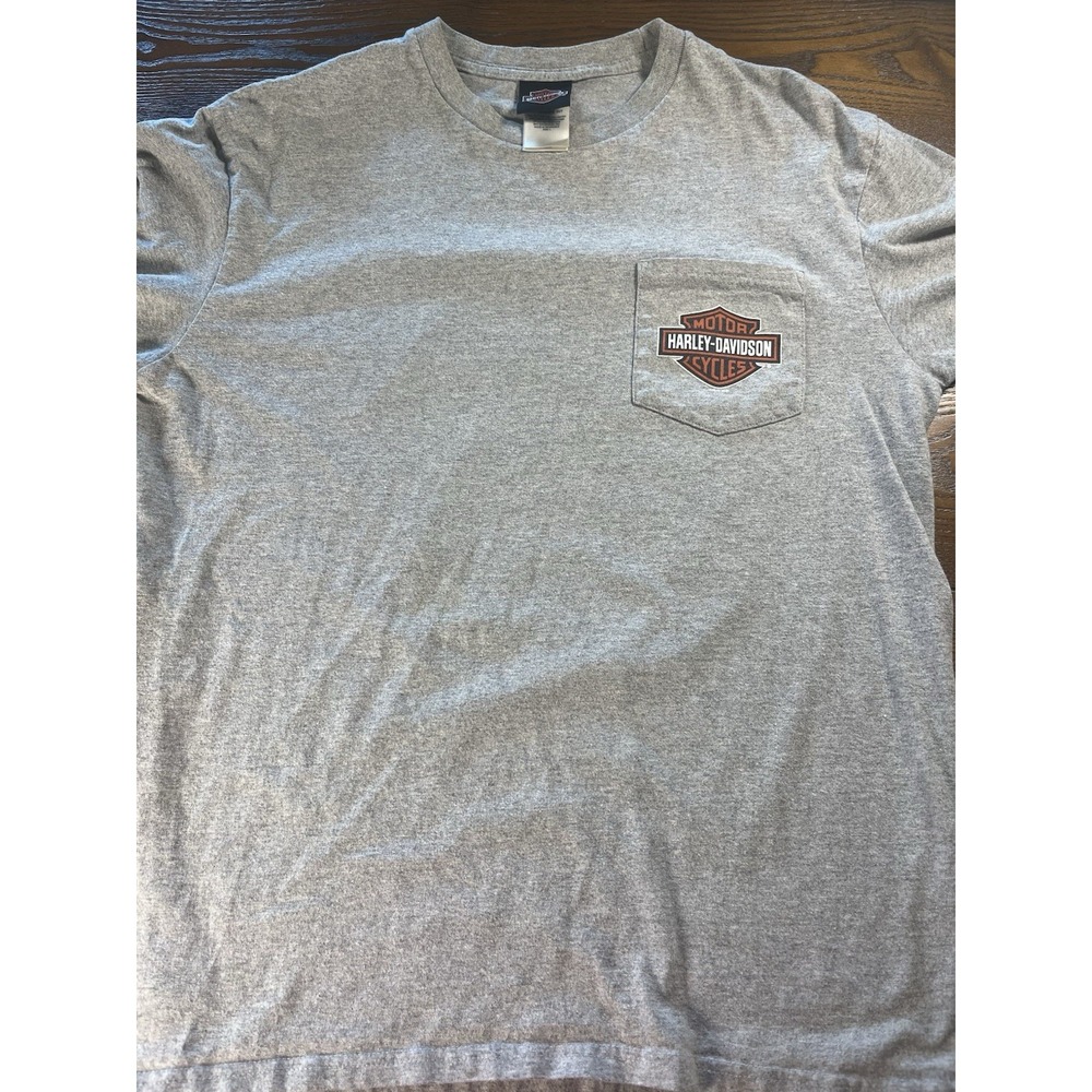 Harley Davidson Bruce Rossmeyers Daytona Mens Pocket Long Sleeve Gray Size Large